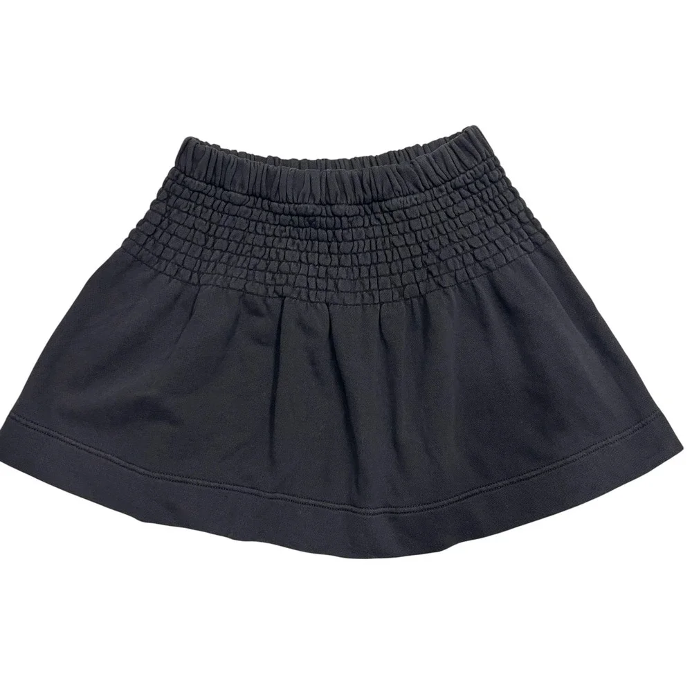 Aerie Smocked Fleece Mini Skirt Charcoal Gray French Terry 0703-1871 NEW
